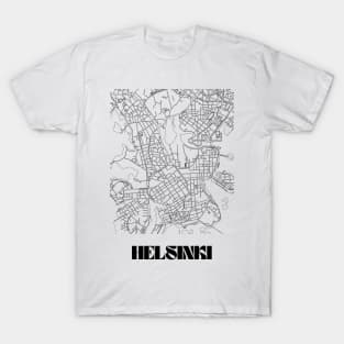 Retro Map of Helsinki, Finland Minimalist Line Drawing T-Shirt